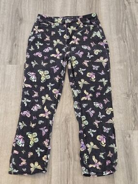 Current Mood Black Jeans with Pastel Butterfly Motif